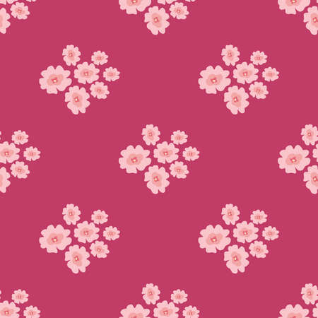 Beautiful flower seamless pattern with delicate floral art bouquets. Meadow millefleurs Floral background for textile, fabric, wallpaper, surface, wrap, scrapbooking Vector illustrationのイラスト素材