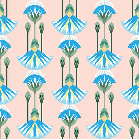 Seamless pattern vector illustration of the Egyptian ancient ornament with a lotus flower, leaves, papyrus, palm tree. Egyptian element For wallpaper, wrapping, paper, fabric, backgroundのイラスト素材