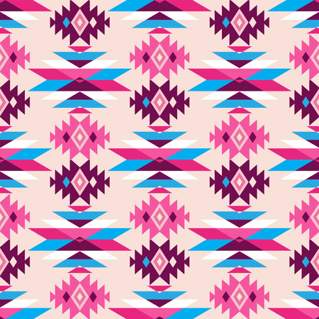 Colorful tribal boho mexican geometrical print. Abstract seamless aztec, mayan, navajo, latino...