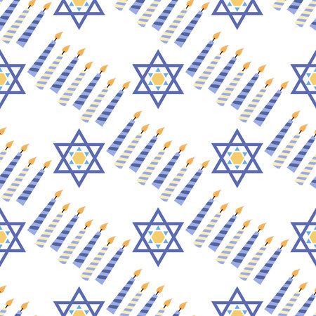 Israel with David stars, awesome vector seamless pattern, icon template traditional background design religious symbol Vector flat illustrationのイラスト素材