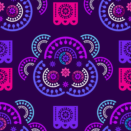 Mexican Geometric colorful simple print. Abstract seamless mexican latino pattern texture Repeating geometric tiles. vector flat illustrationのイラスト素材