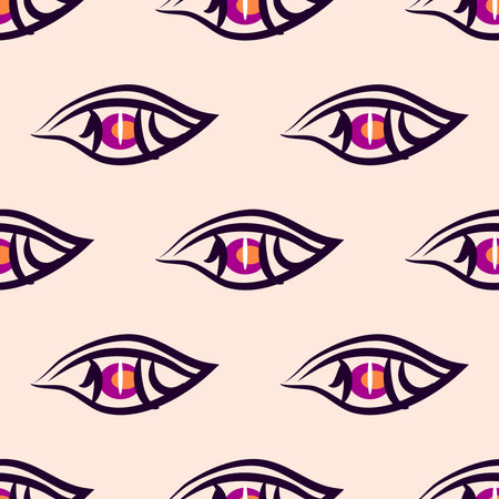 Hand drawn seamless pattern with esoteric eye , All-seeing eye Magic, occult symbol, sacred art Template design fabric, textile Vector Modern mysthic graphic background illustrationのイラスト素材