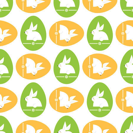 Happy Easter template seamless pattern with easter eggs , spring flowersr, easter bunny, Vector abstract art trendy modern illustration setのイラスト素材