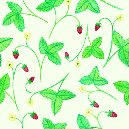 Seamless floral pattern with strawberriesのイラスト素材