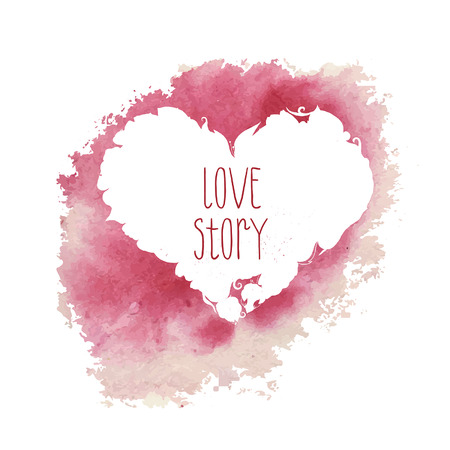 Beautiful heart with  watercolor blotのイラスト素材