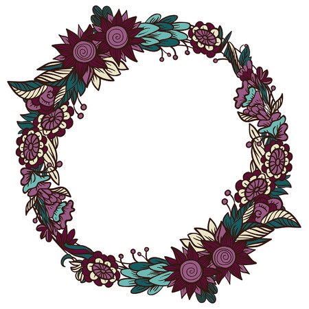 Round floral frameのイラスト素材
