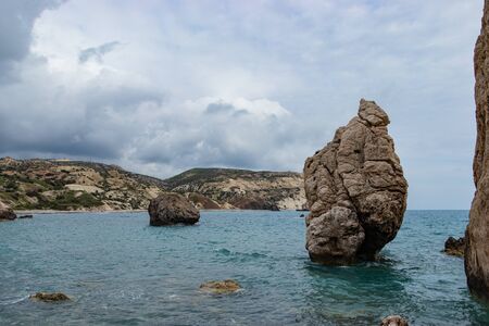 Cyprus Stone Coast of the Mediterranean Sea. Natural landscape of Cyprusの写真素材