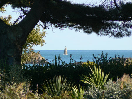 lighthouse on the coast of the island of Brehat, Franceの写真素材