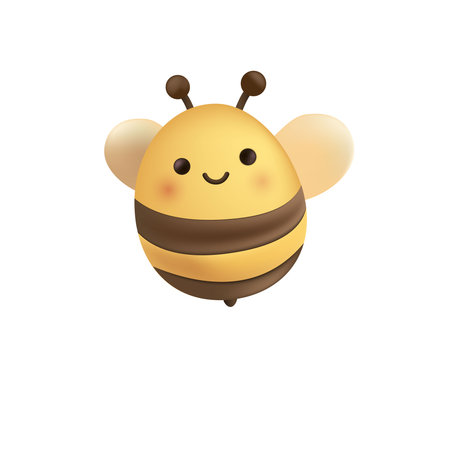 Smiling 3D cartoon bee with round bodyのイラスト素材