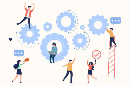 Team building and business peoples success together teamwork concept. Business development, Vector illustrationのイラスト素材