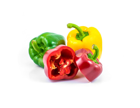 Fresh sweet pepper isolated on white backgroundの写真素材