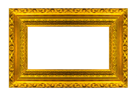 Very big Size Large Golden Picture frame with white background   Clipping path included の写真素材