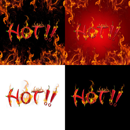 Text of red hot chili pepper fire burnsの写真素材