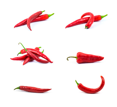 red hot chili pepper isolated on a white backgroundの写真素材