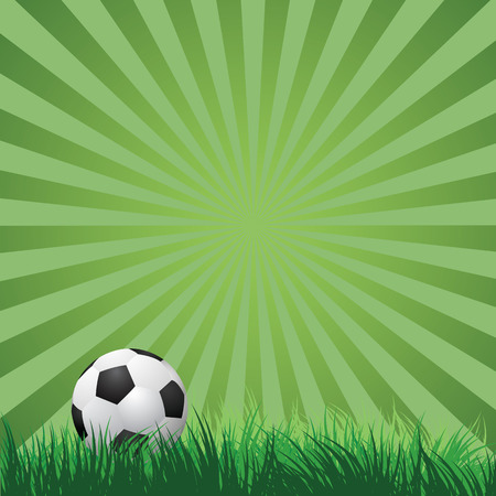 soccer ball on green grassの写真素材