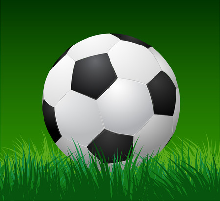 soccer ball on green grass.の写真素材