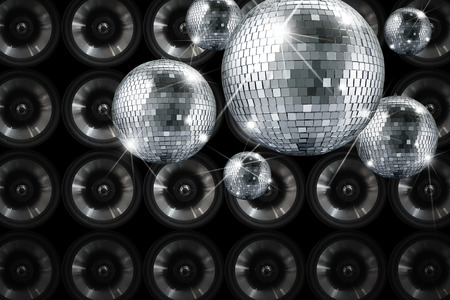 Party lights disco mirror ball with backgroundの写真素材