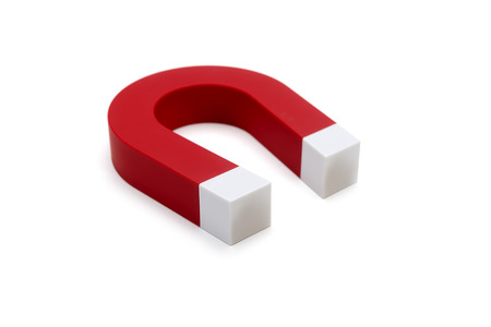 Magnet Horseshoe. Red color. Isolated on white backgroundの写真素材