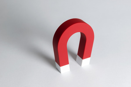 Magnet Horseshoe. Red color. Isolated on white backgroundの写真素材