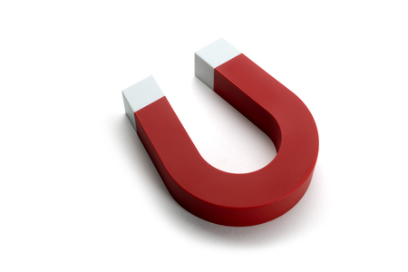 Magnet Horseshoe. Red color. Isolated on white backgroundの写真素材