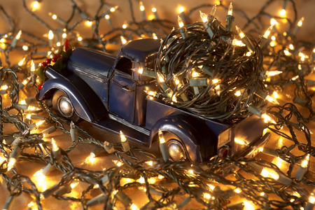 Christmas background. Pickup with christmas decorationの写真素材