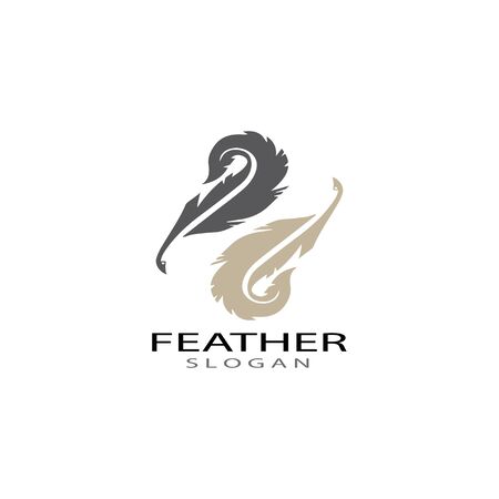 ilustration feather logo template vectorのイラスト素材