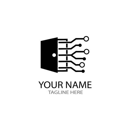 circuit logo technology vector templateのイラスト素材