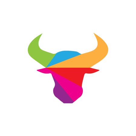 Bull Horn.Bull head Vector Icon Logo Template Illustration Designのイラスト素材