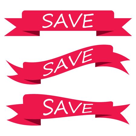 Flat vector ribbons banners flat isolated on white backgroundのイラスト素材