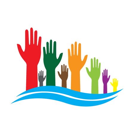 Hand symbol community care logo vector illustration designのイラスト素材
