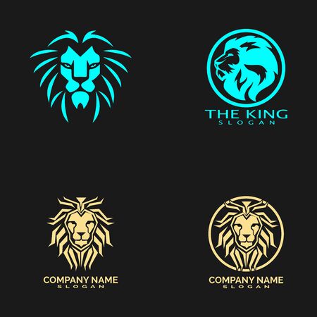 lion head logo template vector iconのイラスト素材