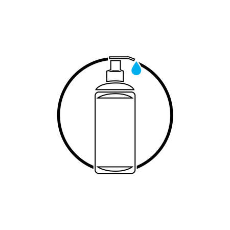 Antibacterial hand sanitizer, disinfection  icon in flat design isolatedのイラスト素材