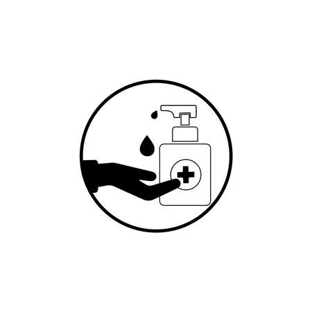 Antibacterial hand sanitizer, disinfection  icon in flat design isolatedのイラスト素材