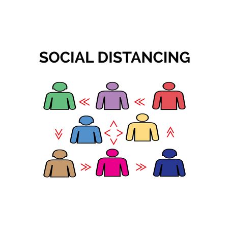  Social Distancing icon  and Self Quarantine  vector  illustrationのイラスト素材