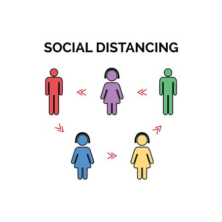  Social Distancing icon  and Self Quarantine  vector  illustrationのイラスト素材