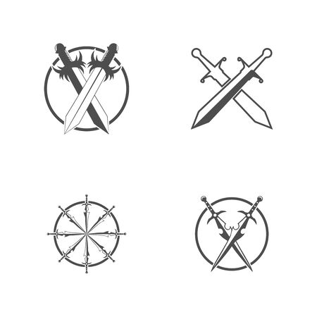 Sword weapon vector logo template illustration designのイラスト素材