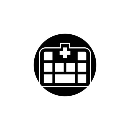 Vector icon of hospital building front silhouette on white backgroundのイラスト素材