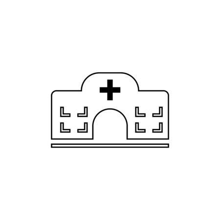 Vector icon of hospital building front silhouette on white backgroundのイラスト素材