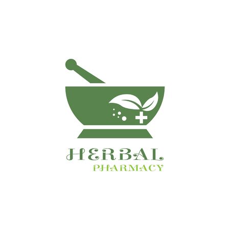 Pharmacy icon , Herbal pharmacy symbol ,  Pestle and Mortar illustration design templateのイラスト素材