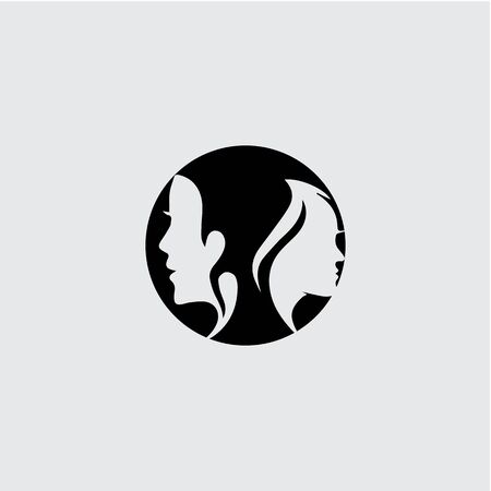 Woman face silhouette character illustration logo icon vectorのイラスト素材