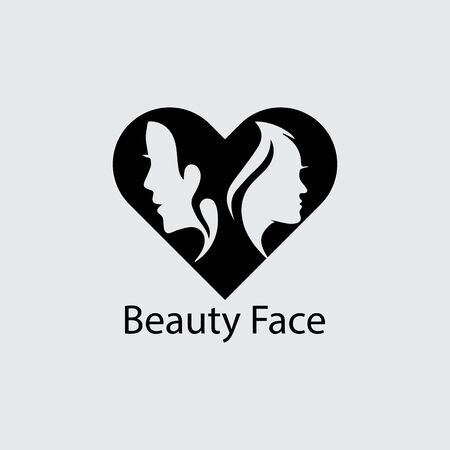 Woman face silhouette character illustration logo icon vectorのイラスト素材