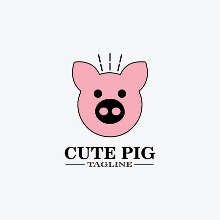 Vector illustration of pig in graphic style, hand drawing illustration.Cartoon pig Designのイラスト素材