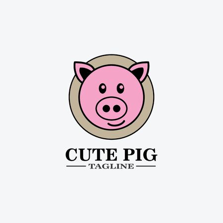 Vector illustration of pig in graphic style, hand drawing illustration.Cartoon pig Designのイラスト素材