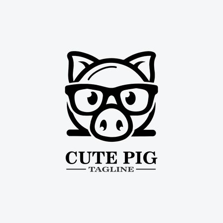Vector illustration of pig in graphic style, hand drawing illustration.Cartoon pig Designのイラスト素材