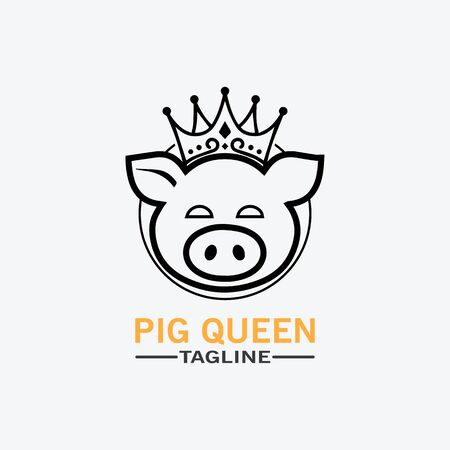 Vector illustration of pig in graphic style, hand drawing illustration.Cartoon pig Designのイラスト素材