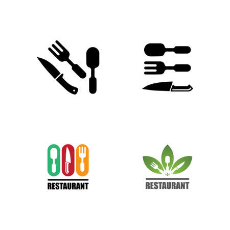 Fork, knife and spoon icon logo vector template.design for restaurantのイラスト素材