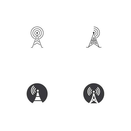 Signal Tower Icon Logo Template Illustration Designのイラスト素材