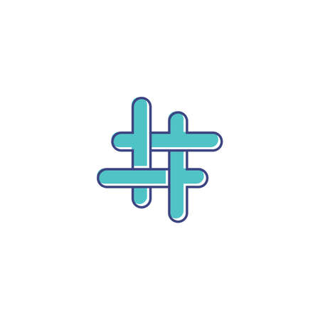 Hashtag symbol cross plus logo icon  creative design template elementsのイラスト素材