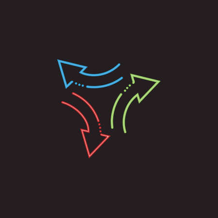 Arrow neon glow vector illustration design template