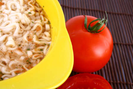 Bowl of Tomato Soup-red tomato and pastaの写真素材